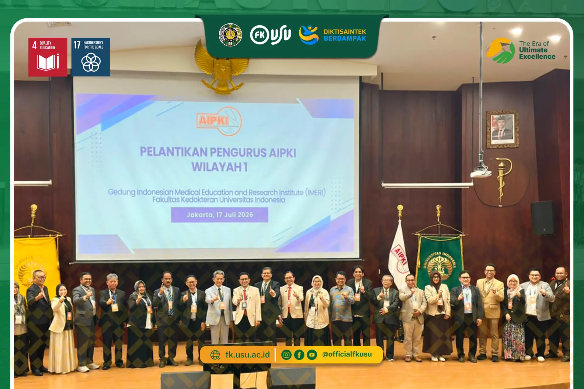 FK USU Hadiri Pelantikan Pengurus AIPKI Wilayah I, Perkuat Sinergi Pendidikan Kedokteran di Indonesia